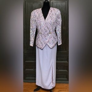Vintage J Benjamin periwinkle Sequin Cocktail /wedding gown- size 10